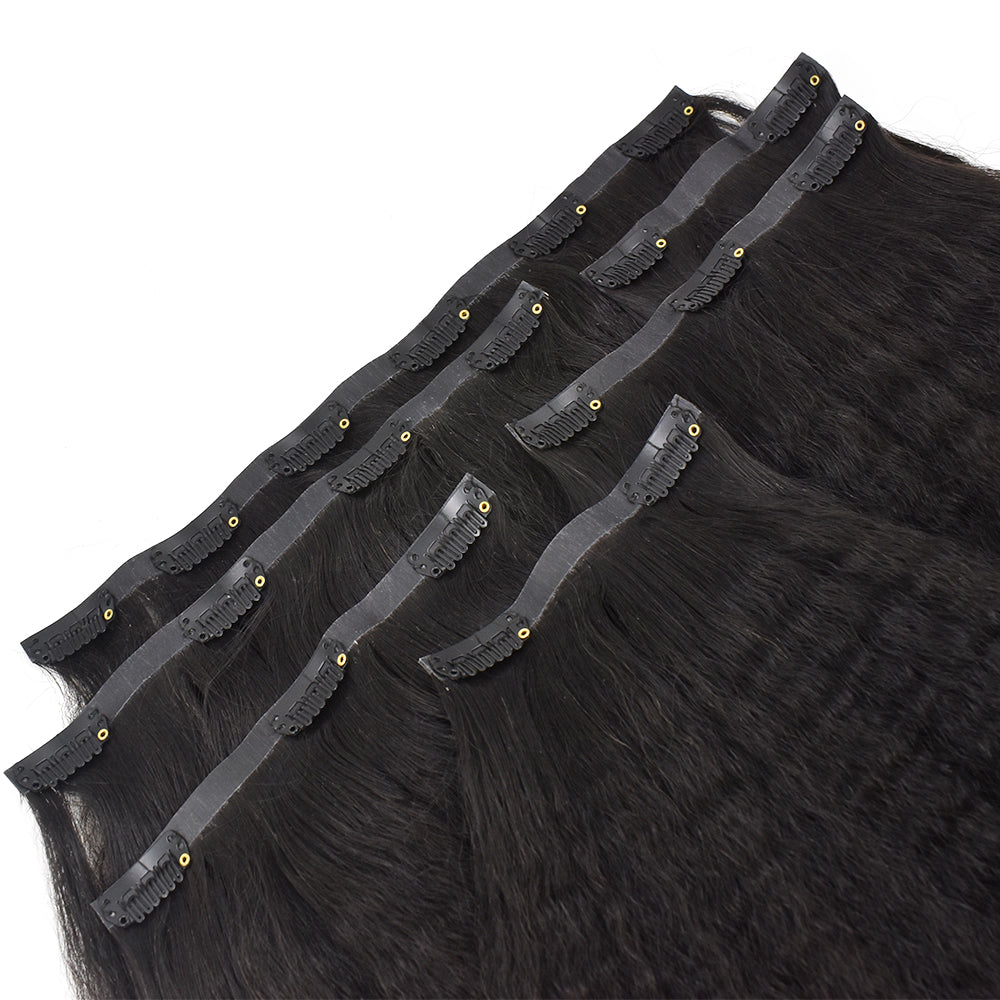 Kinky Straight Pu Seamless Clip In Hair Extension